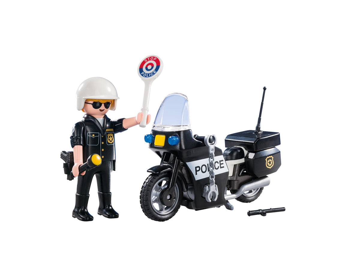 Playmobil City Action Police Carry Case Playset with Motorcycle and Figure | Model 5648