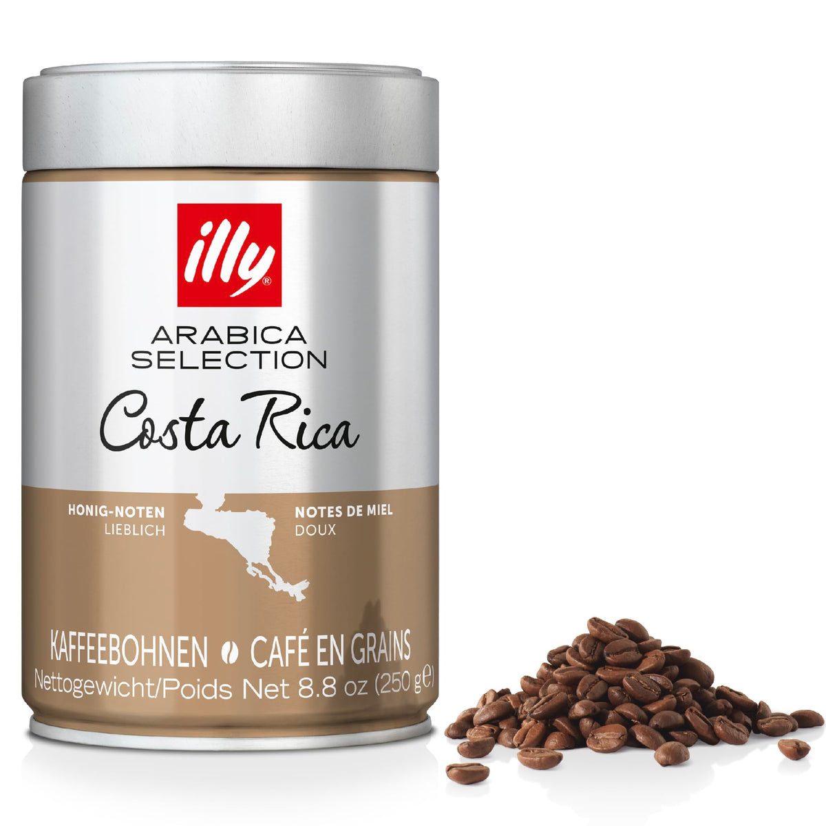 illy Arabica Selection Costa Rica Medium Roast Whole Coffee Beans - 250g Tin