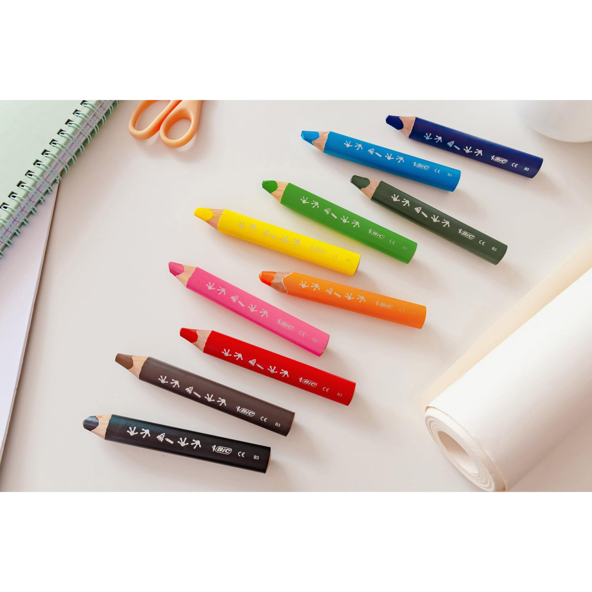 BIC Kids Multisurface Pencils 12pk - Triangular Grip with Sharpener for Drawing on Glass, Whiteboards & More 3
