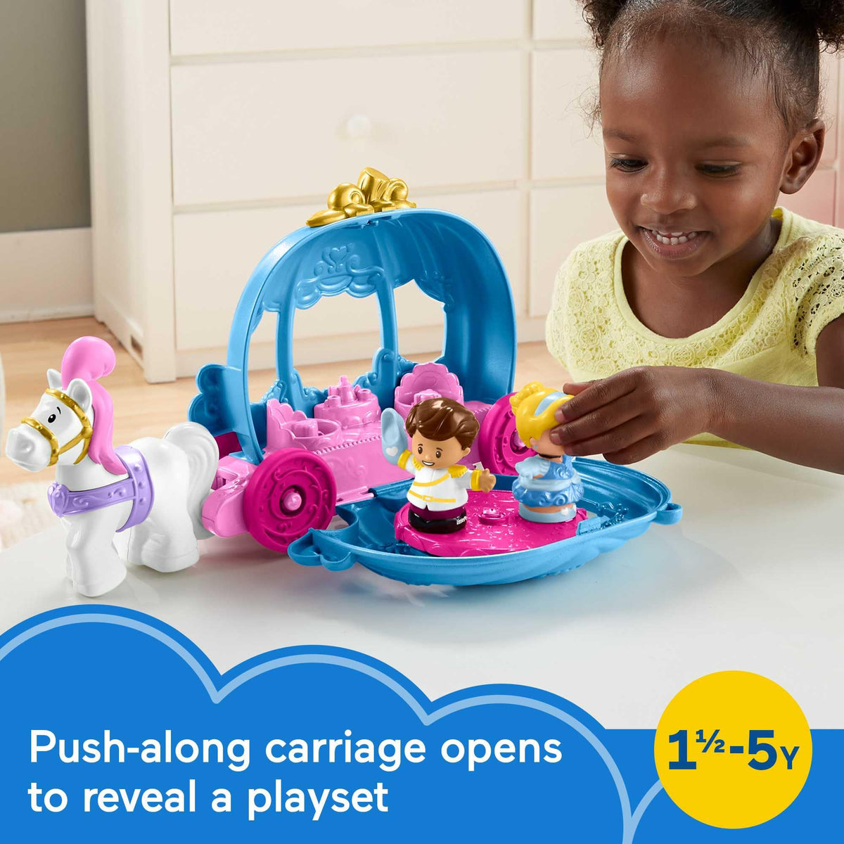 Fisher-Price Little People Disney Princess Cinderella’s Dancing Carriage Playset | Ages 1.5-5