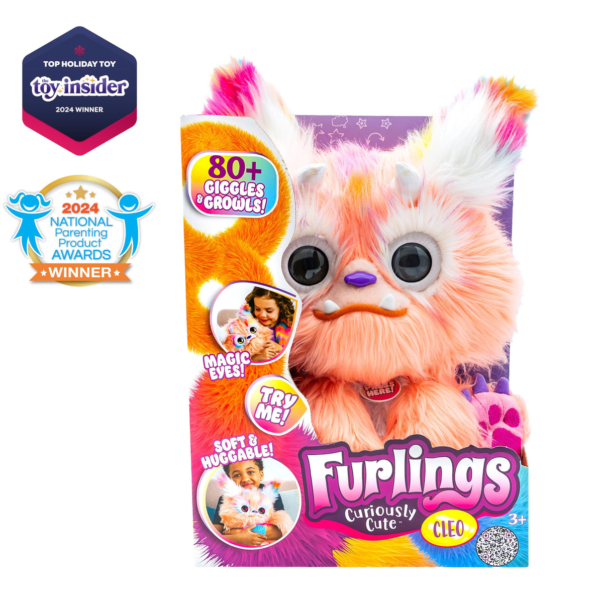 Furlings Cleo the Jackalope Interactive Plush Toy - 80+ Reactions | Ages 3+ | Orange