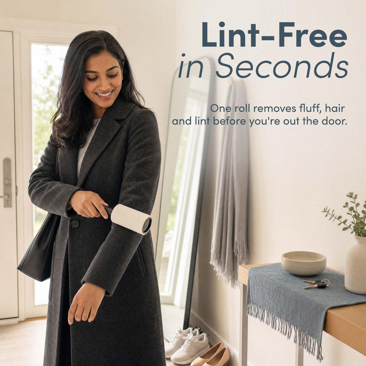 KEPLIN Lint Roller - 4 Refills, 300 Sheets, Black