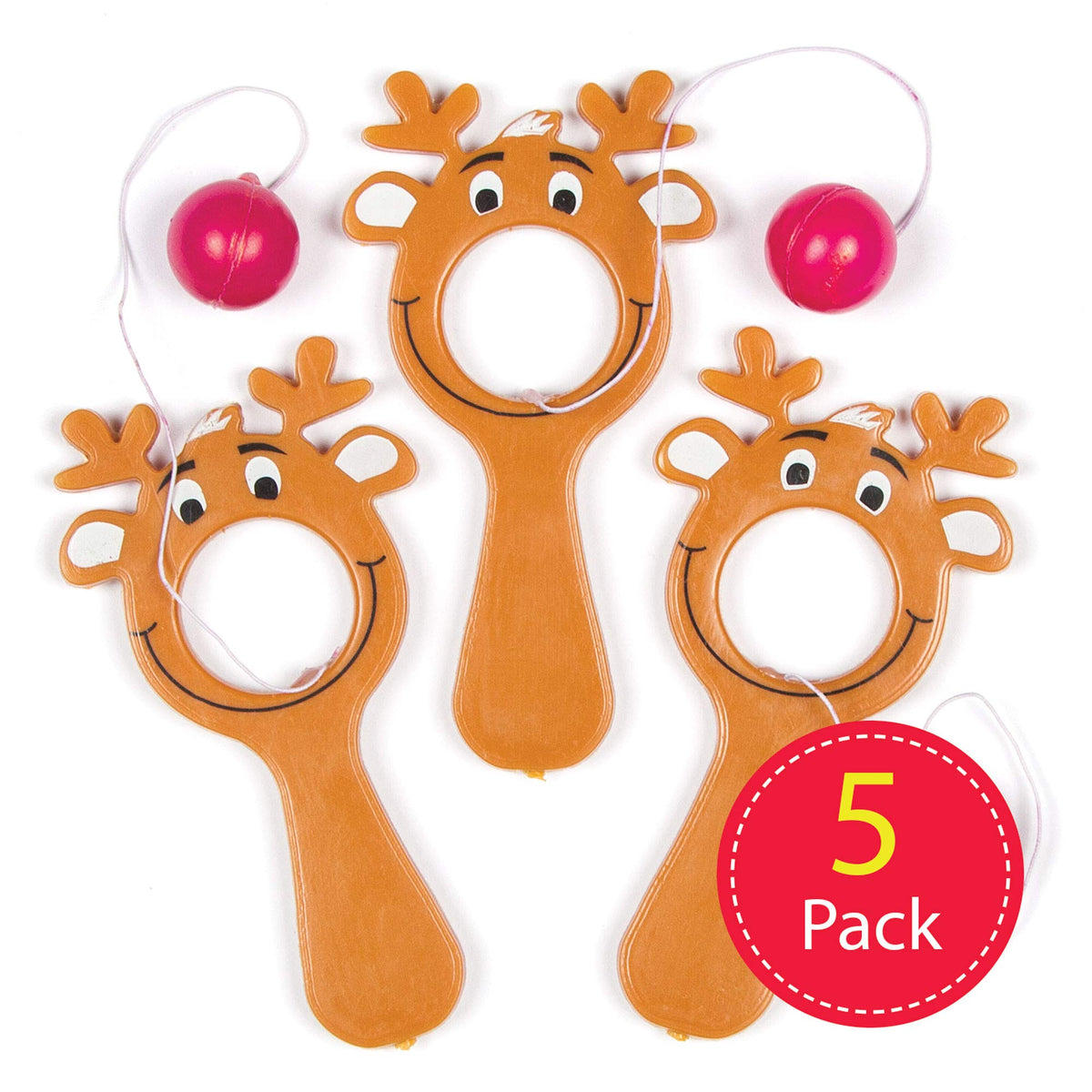 Baker Ross Mini Reindeer Bat & Ball Games - Christmas, Pack of 5