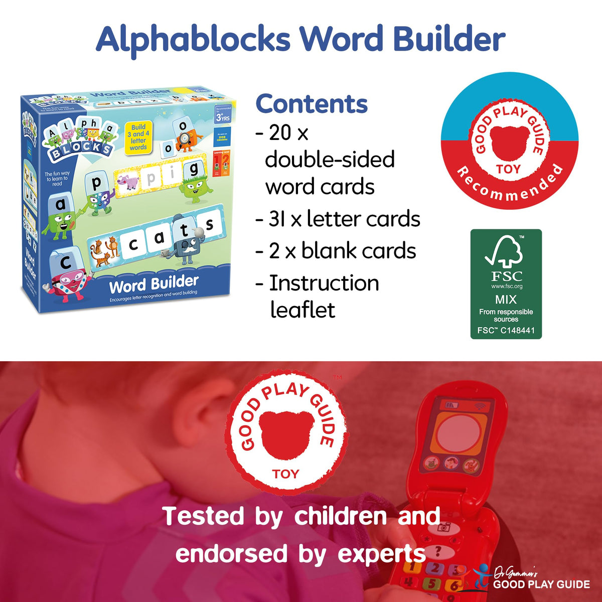 Alphablocks Wortbau-Lernspiel – pädagogisches Kartenspiel für Kinder ab 3 Jahren 5