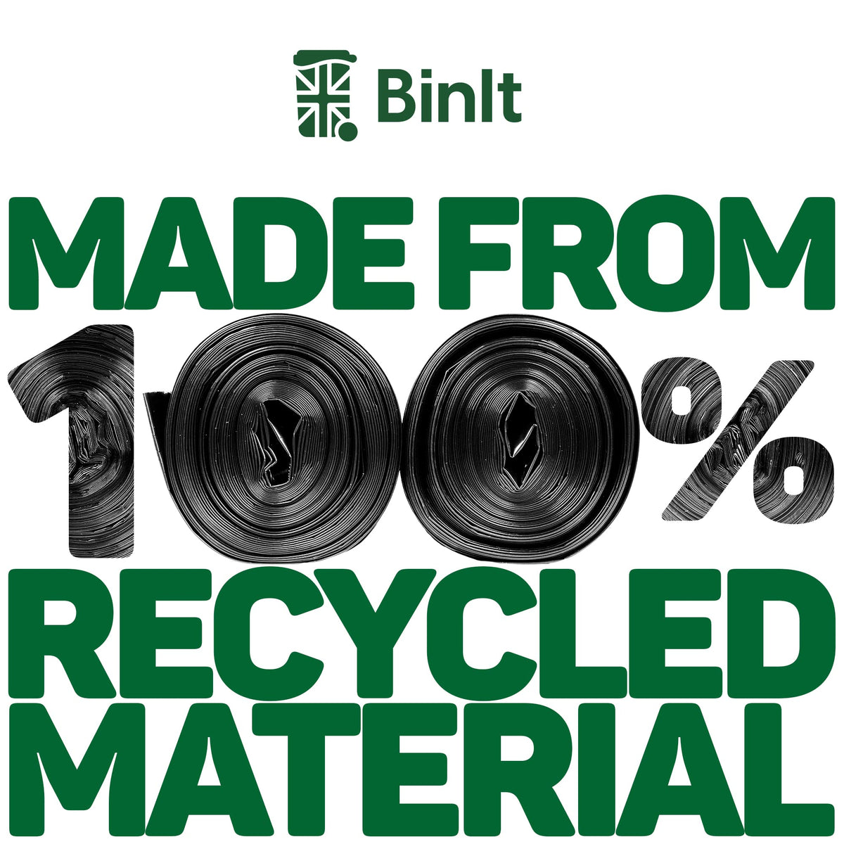 BIN IT Everyday Refuse Sacks - 40 Count, 70L, Black, Recycled LDPE | Tear Resistant