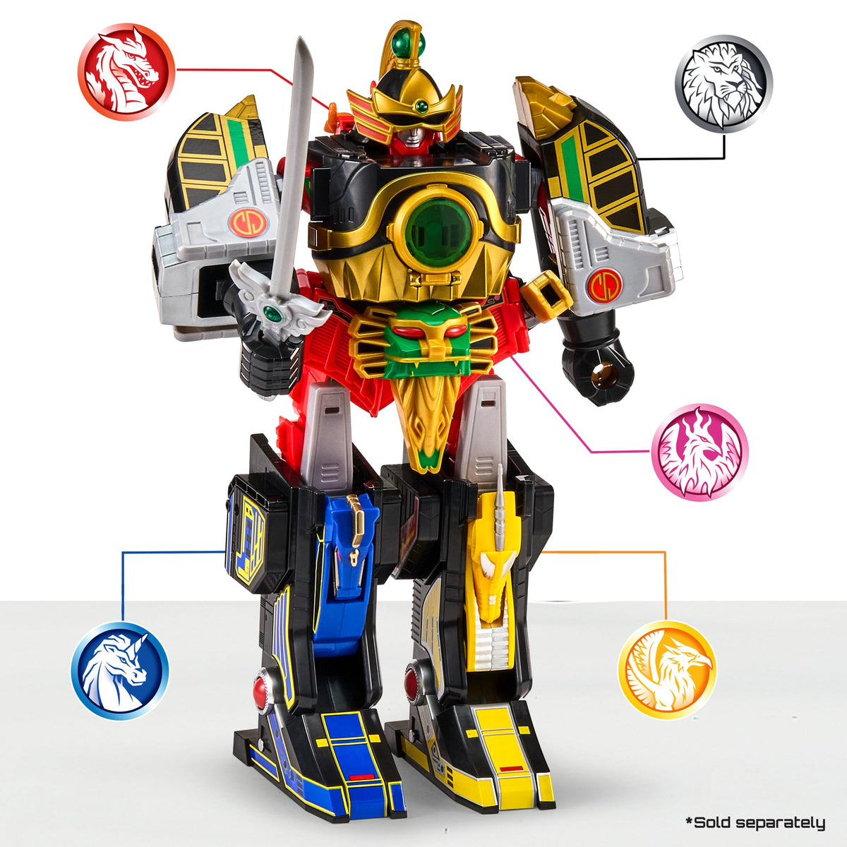Power Rangers Black Ranger Lion Thunderzord Action Figure - Thunder Saber