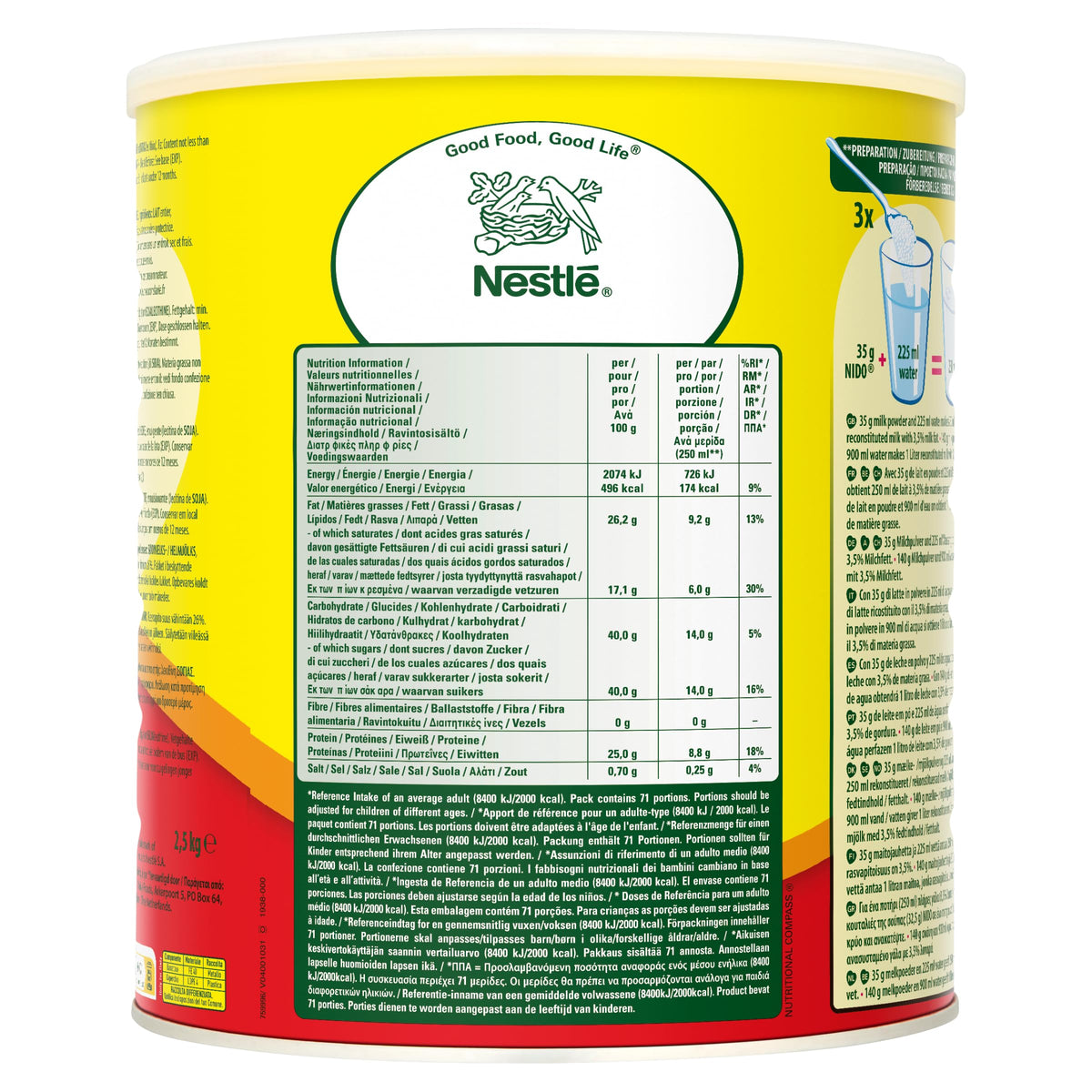 Nido Instant Full Cream Milk Powder - 2.5 kg